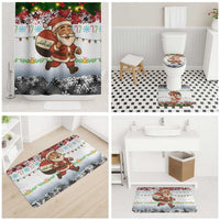 Iraq Christmas Bathroom Set with Santa Carrying Gift Bag Flag Garland and Snowflake Plaid Pattern - Wonder Print Shop
