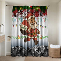 Iraq Christmas Bathroom Set with Santa Carrying Gift Bag Flag Garland and Snowflake Plaid Pattern - Wonder Print Shop