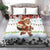 Iraq Christmas Bedding Set with Santa Carrying Gift Bag Flag Garland and Snowflake Plaid Pattern - Wonder Print Shop