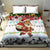 Iraq Christmas Bedding Set with Santa Carrying Gift Bag Flag Garland and Snowflake Plaid Pattern - Wonder Print Shop