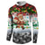 Iraq Christmas Button Sweatshirt with Santa Carrying Gift Bag Flag Garland and Snowflake Plaid Pattern - Wonder Print Shop