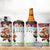 Iraq Christmas 4 in 1 Can Cooler Tumbler with Santa Carrying Gift Bag Flag Garland and Snowflake Plaid Pattern - Wonder Print Shop