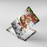 Iraq Christmas Canvas Wall Art with Santa Carrying Gift Bag Flag Garland and Snowflake Plaid Pattern - Wonder Print Shop