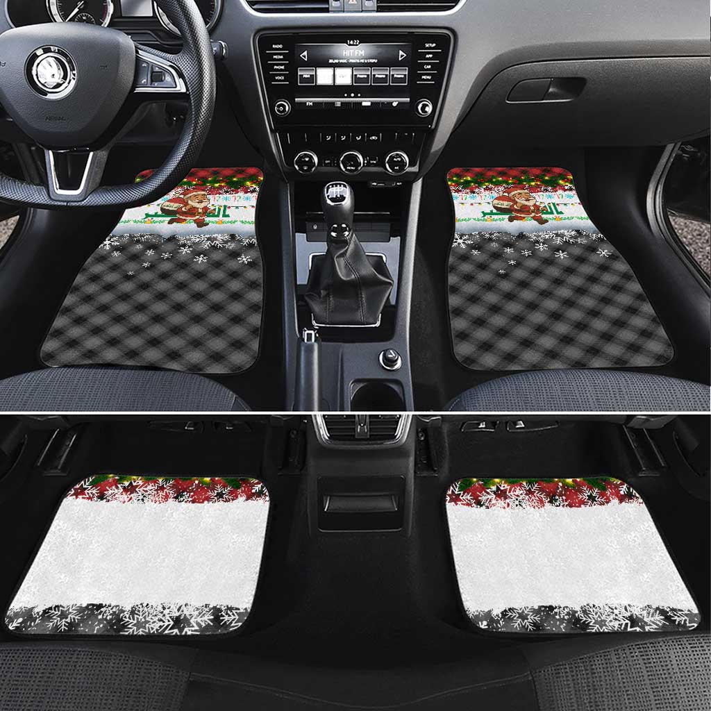 Iraq Christmas Car Mats with Santa Carrying Gift Bag Flag Garland and Snowflake Plaid Pattern - Wonder Print Shop