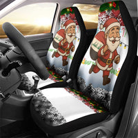 Iraq Christmas Car Seat Cover with Santa Carrying Gift Bag Flag Garland and Snowflake Plaid Pattern - Wonder Print Shop
