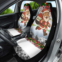 Iraq Christmas Car Seat Cover with Santa Carrying Gift Bag Flag Garland and Snowflake Plaid Pattern - Wonder Print Shop