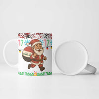 Iraq Christmas Ceramic Mug with Santa Carrying Gift Bag Flag Garland and Snowflake Plaid Pattern - Wonder Print Shop