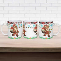 Iraq Christmas Ceramic Mug with Santa Carrying Gift Bag Flag Garland and Snowflake Plaid Pattern - Wonder Print Shop