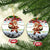 Iraq Christmas Ceramic Ornament with Santa Carrying Gift Bag Flag Garland and Snowflake Plaid Pattern - Wonder Print Shop