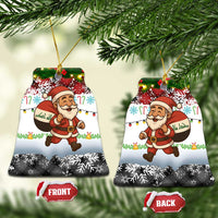 Iraq Christmas Ceramic Ornament with Santa Carrying Gift Bag Flag Garland and Snowflake Plaid Pattern - Wonder Print Shop