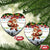 Iraq Christmas Ceramic Ornament with Santa Carrying Gift Bag Flag Garland and Snowflake Plaid Pattern - Wonder Print Shop