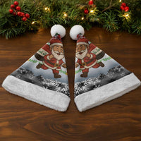 Iraq Christmas Santa Hat with Santa Carrying Gift Bag Flag Garland and Snowflake Plaid Pattern - Wonder Print Shop