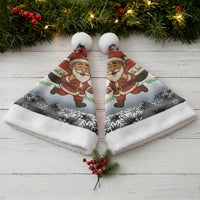 Iraq Christmas Santa Hat with Santa Carrying Gift Bag Flag Garland and Snowflake Plaid Pattern - Wonder Print Shop