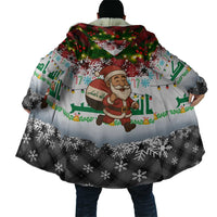 Iraq Christmas Cloak with Santa Carrying Gift Bag Flag Garland and Snowflake Plaid Pattern - Wonder Print Shop