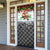 Iraq Christmas Door Cover with Santa Carrying Gift Bag Flag Garland and Snowflake Plaid Pattern - Wonder Print Shop