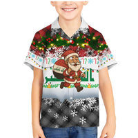 Iraq Christmas Family Matching Mermaid Dress and Hawaiian Shirt with Santa Carrying Gift Bag Flag Garland and Snowflake Plaid Pattern - Wonder Print Shop
