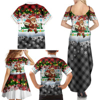 Iraq Christmas Family Matching Summer Maxi Dress and Hawaiian Shirt with Santa Carrying Gift Bag Flag Garland and Snowflake Plaid Pattern - Wonder Print Shop