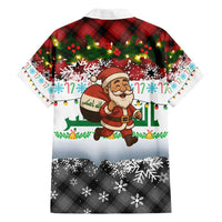 Iraq Christmas Family Matching Tank Maxi Dress and Hawaiian Shirt with Santa Carrying Gift Bag Flag Garland and Snowflake Plaid Pattern - Wonder Print Shop