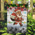 Iraq Christmas Garden Flag with Santa Carrying Gift Bag Flag Garland and Snowflake Plaid Pattern - Wonder Print Shop