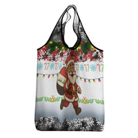 Iraq Christmas Grocery Bag with Santa Carrying Gift Bag Flag Garland and Snowflake Plaid Pattern - Wonder Print Shop