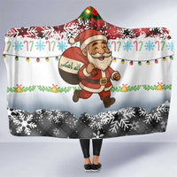 Iraq Christmas Hooded Blanket with Santa Carrying Gift Bag Flag Garland and Snowflake Plaid Pattern - Wonder Print Shop