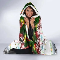 Iraq Christmas Hooded Blanket with Santa Carrying Gift Bag Flag Garland and Snowflake Plaid Pattern - Wonder Print Shop