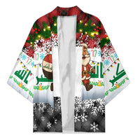 Iraq Christmas Kimono with Santa Carrying Gift Bag Flag Garland and Snowflake Plaid Pattern - Wonder Print Shop
