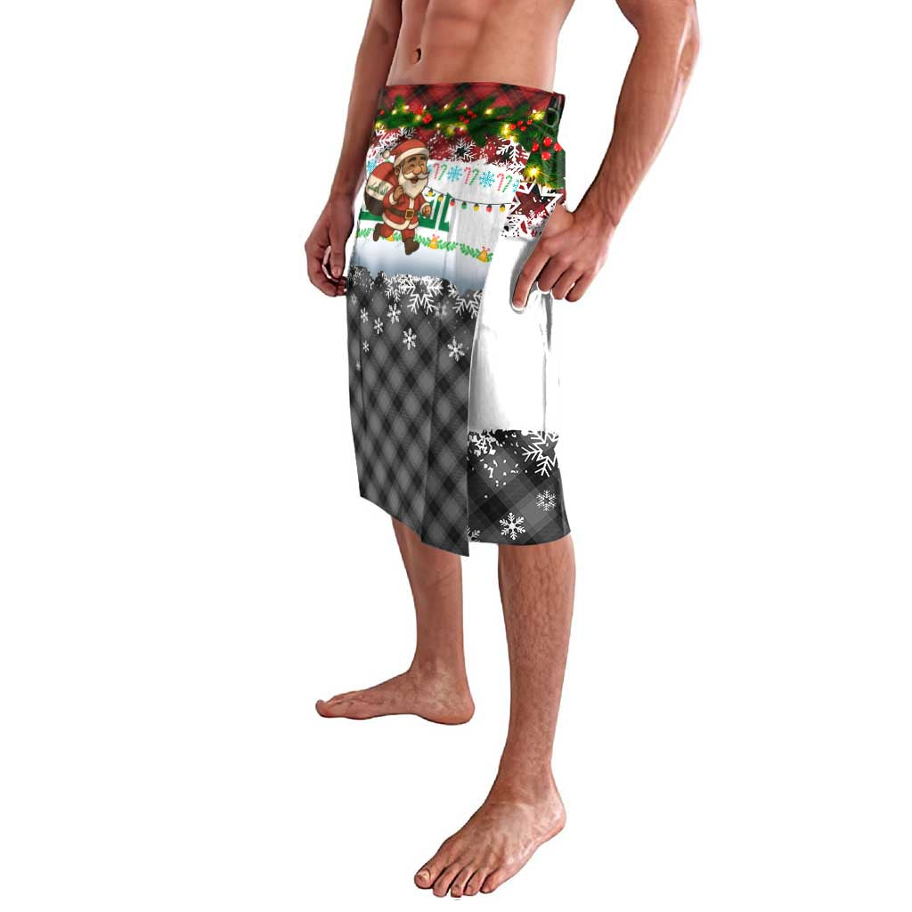 Iraq Christmas Lavalava with Santa Carrying Gift Bag Flag Garland and Snowflake Plaid Pattern - Wonder Print Shop