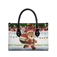 Iraq Christmas Leather Bag with Santa Carrying Gift Bag Flag Garland and Snowflake Plaid Pattern - Wonder Print Shop