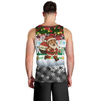 Iraq Christmas Men Tank Top with Santa Carrying Gift Bag Flag Garland and Snowflake Plaid Pattern - Wonder Print Shop
