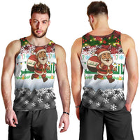 Iraq Christmas Men Tank Top with Santa Carrying Gift Bag Flag Garland and Snowflake Plaid Pattern - Wonder Print Shop
