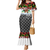 Iraq Christmas Mermaid Dress with Santa Carrying Gift Bag Flag Garland and Snowflake Plaid Pattern - Wonder Print Shop