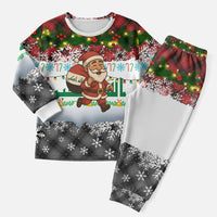 Iraq Christmas Pajama Set with Santa Carrying Gift Bag Flag Garland and Snowflake Plaid Pattern - Wonder Print Shop