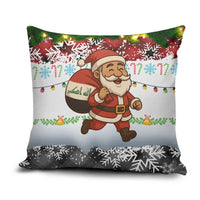 Iraq Christmas Pillow Cover with Santa Carrying Gift Bag Flag Garland and Snowflake Plaid Pattern - Wonder Print Shop