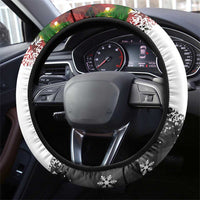 Iraq Christmas Steering Wheel Cover with Santa Carrying Gift Bag Flag Garland and Snowflake Plaid Pattern - Wonder Print Shop