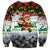 Iraq Christmas Sweatshirt with Santa Carrying Gift Bag Flag Garland and Snowflake Plaid Pattern - Wonder Print Shop