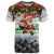 Iraq Christmas T Shirt with Santa Carrying Gift Bag Flag Garland and Snowflake Plaid Pattern - Wonder Print Shop