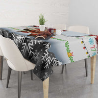 Iraq Christmas Tablecloth with Santa Carrying Gift Bag Flag Garland and Snowflake Plaid Pattern - Wonder Print Shop