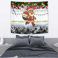 Iraq Christmas Tapestry with Santa Carrying Gift Bag Flag Garland and Snowflake Plaid Pattern - Wonder Print Shop