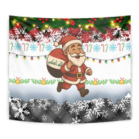 Iraq Christmas Tapestry with Santa Carrying Gift Bag Flag Garland and Snowflake Plaid Pattern - Wonder Print Shop