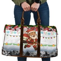 Iraq Christmas Travel Bag with Santa Carrying Gift Bag Flag Garland and Snowflake Plaid Pattern - Wonder Print Shop