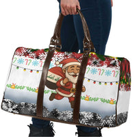 Iraq Christmas Travel Bag with Santa Carrying Gift Bag Flag Garland and Snowflake Plaid Pattern - Wonder Print Shop