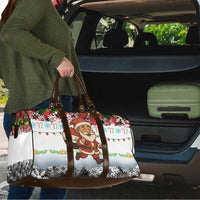 Iraq Christmas Travel Bag with Santa Carrying Gift Bag Flag Garland and Snowflake Plaid Pattern - Wonder Print Shop