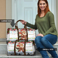 Iraq Christmas Travel Bag with Santa Carrying Gift Bag Flag Garland and Snowflake Plaid Pattern - Wonder Print Shop