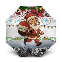 Iraq Christmas Umbrella with Santa Carrying Gift Bag Flag Garland and Snowflake Plaid Pattern - Wonder Print Shop