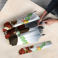 Iraq Christmas Umbrella with Santa Carrying Gift Bag Flag Garland and Snowflake Plaid Pattern - Wonder Print Shop