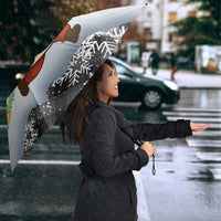 Iraq Christmas Umbrella with Santa Carrying Gift Bag Flag Garland and Snowflake Plaid Pattern - Wonder Print Shop