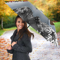 Iraq Christmas Umbrella with Santa Carrying Gift Bag Flag Garland and Snowflake Plaid Pattern - Wonder Print Shop