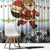 Iraq Christmas Window Curtain with Santa Carrying Gift Bag Flag Garland and Snowflake Plaid Pattern - Wonder Print Shop