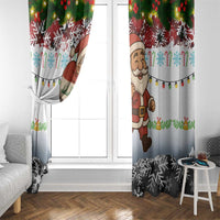 Iraq Christmas Window Curtain with Santa Carrying Gift Bag Flag Garland and Snowflake Plaid Pattern - Wonder Print Shop
